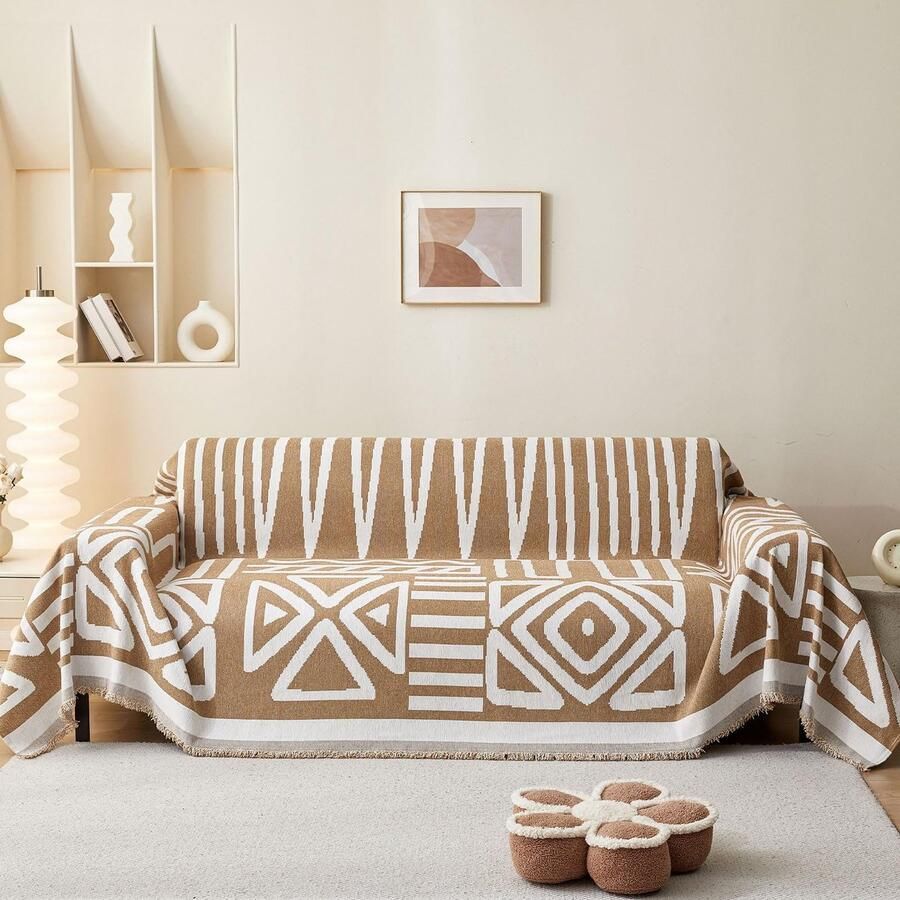 Ibenzoa Veelzijdige en Luxe Chenille Sofa Overtrek met Elegante Quasten voor Alle Seizoenen Geschikt voor Sofa Stijlen