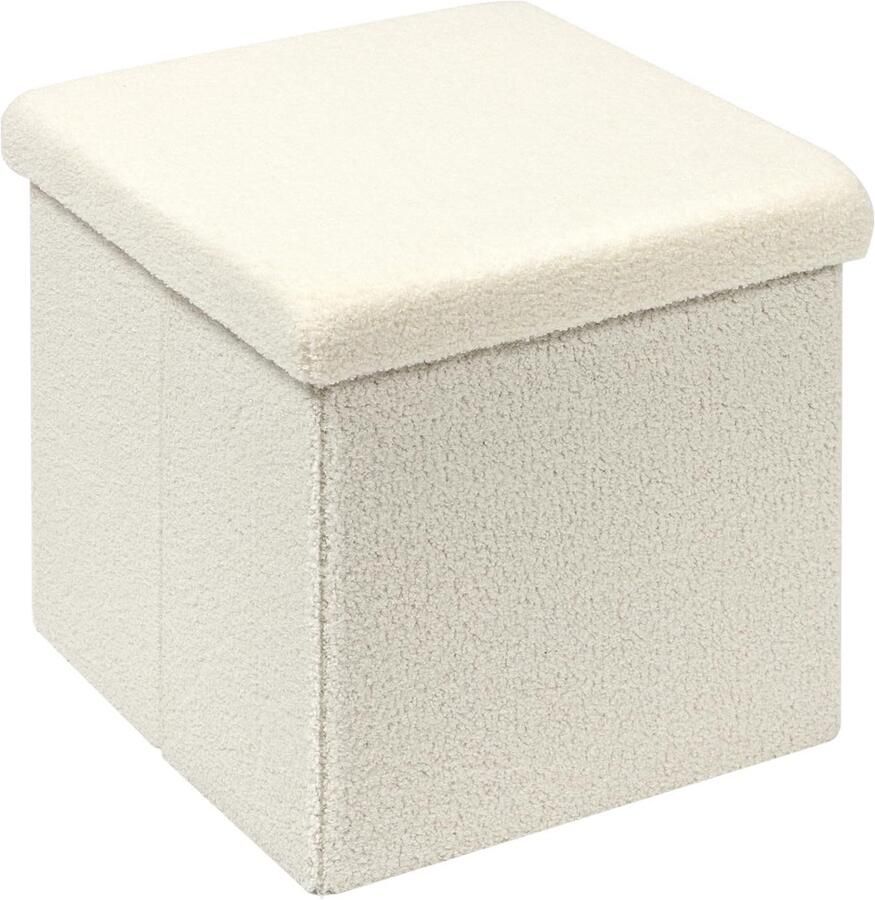 Ibenzoa Veelzijdige Opvouwbare Zitpoef met Verborgen Opbergruimte en Fluwelen Afwerking 40 x 40 x 40 cm
