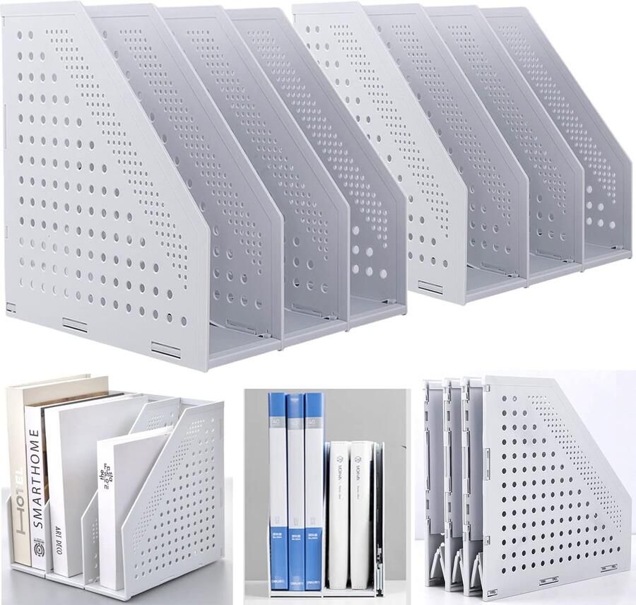 Ibenzoa Veelzijdige Verstelbare en Opvouwbare Document Organizer met 3 Vakken voor Bureau en Boekenplank