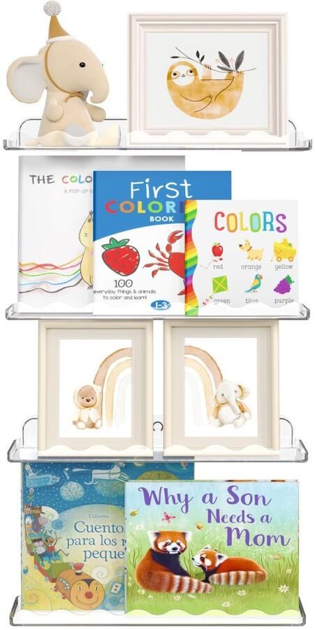 Ibenzoa Veilig en Veelzijdig Hangend Boekenrek voor Kinderen Set van 4 Transparant Design voor Kinderkamerdecoratie