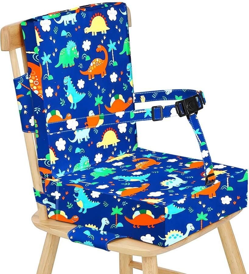 Ibenzoa Veilige en Comfortabele Zitverhoging voor Kinderen met Dinosaurusmotief in Blauw