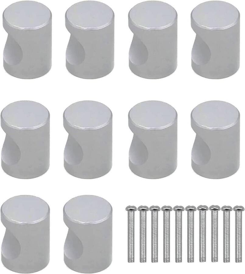 Ibenzoa Verchroomde Cilindrische Ladeknoppen Set van 10 met Schroeven voor Meubels en Laden
