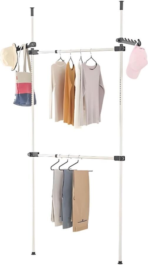 Ibenzoa Verstelbaar telescopisch garderobesysteem voor flexibele wandmontage in kasten