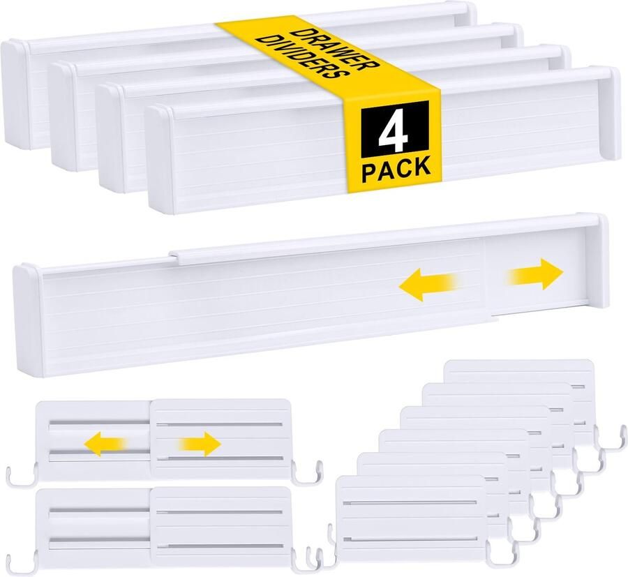 Ibenzoa Verstelbare kunststof ladeverdelers set voor efficiënte organisatie van kasten en laden