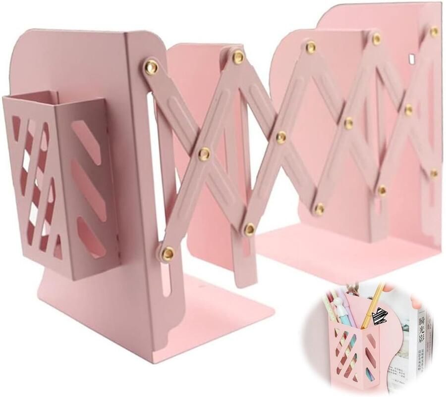 Ibenzoa Verstelbare Metalen Boekensteun met Penhouder voor Kinderen en Volwassenen Flexibele Boekenstandaard voor Bureau en Kantoor