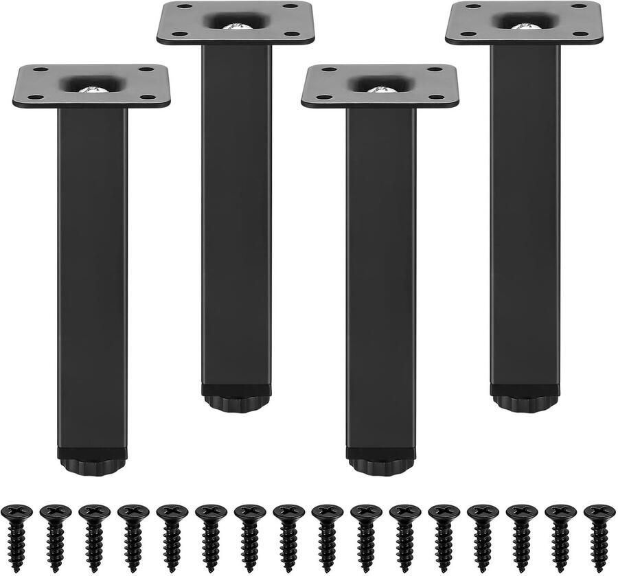 Ibenzoa Verstelbare metalen meubelpoten set van 4 voor meubelstukken zwart hoogte 150 mm in hoogte verstelbaar