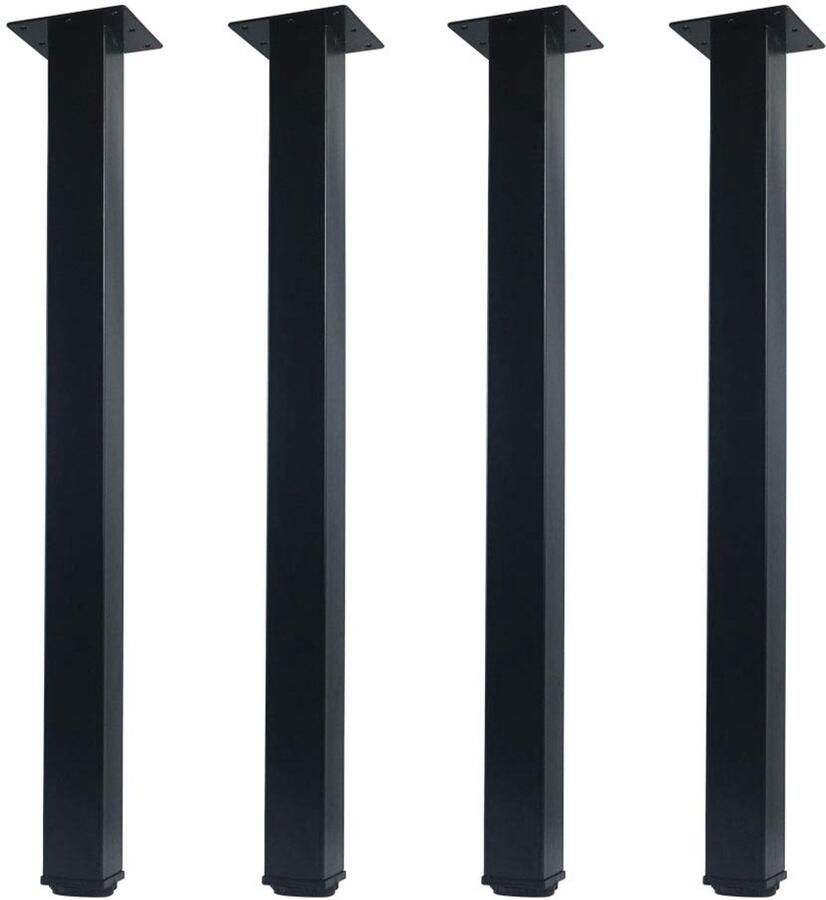 Ibenzoa Verstelbare meubelpoten set van 4 in zwart met vierkant profiel voor meubels