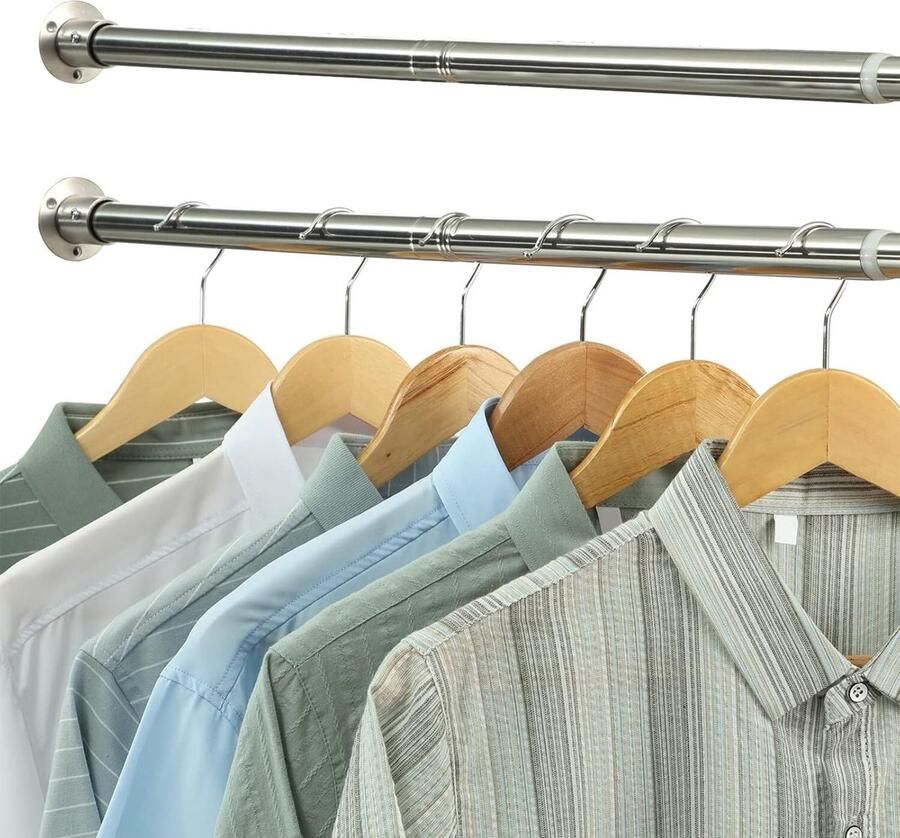 Ibenzoa Verstelbare roestvrijstalen kledingstang voor veelzijdig gebruik in huis
