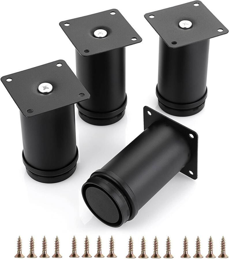 Ibenzoa Verstelbare ronde meubelpoten van roestvrij staal voor meubels set van 4 stuks