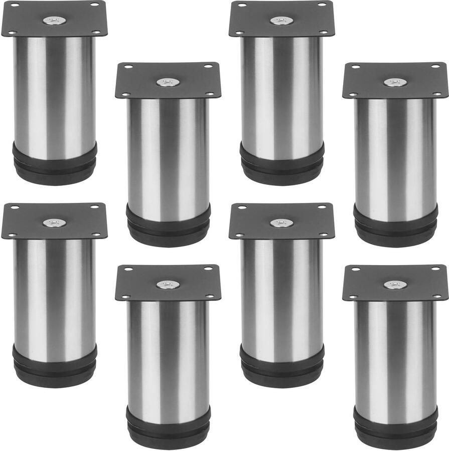 Ibenzoa Verstelbare set van 8 roestvrij stalen meubelpoten met schroeven voor meubels