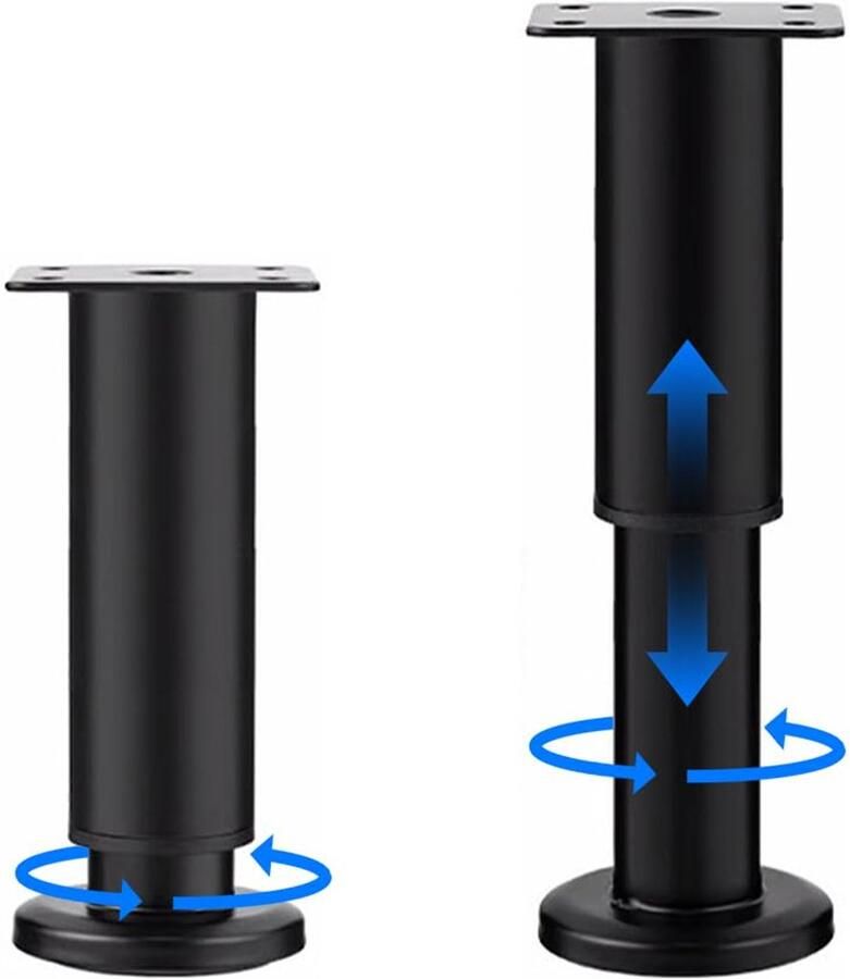 Ibenzoa Verstelbare Stalen Meubelpoten voor Meubelstukken in Elegant Zwart Design