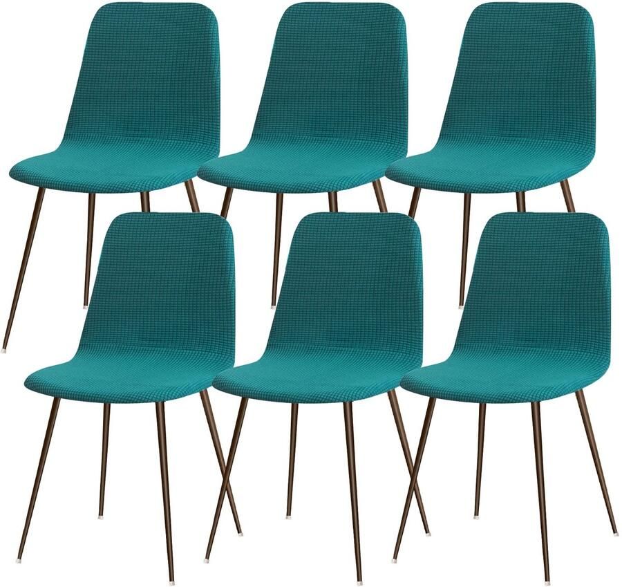 Ibenzoa Verstelbare Stretch Stoelhoezen Set van 6 voor Eetkamerstoelen met Elegant Jacquard Design