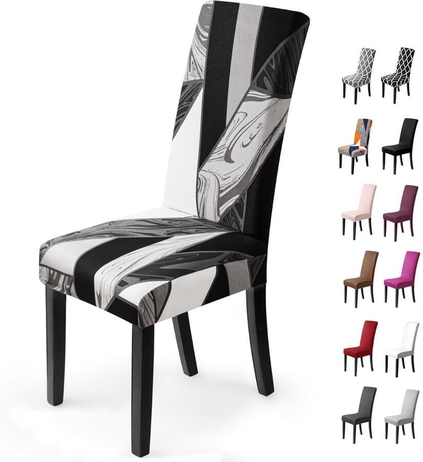 Ibenzoa Verstelbare Universele Decoratieve Stoelhoezen voor Eetkamerstoelen in Stijlvolle Geometrische Patronen