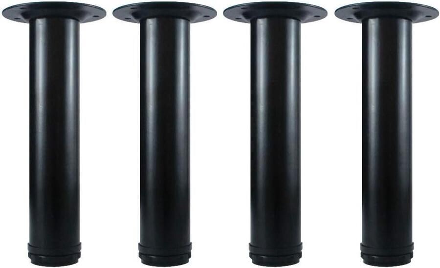 Ibenzoa Verstelbare zwarte meubelpoten van 25 4 cm met montageplaat set van 4 voor meubels
