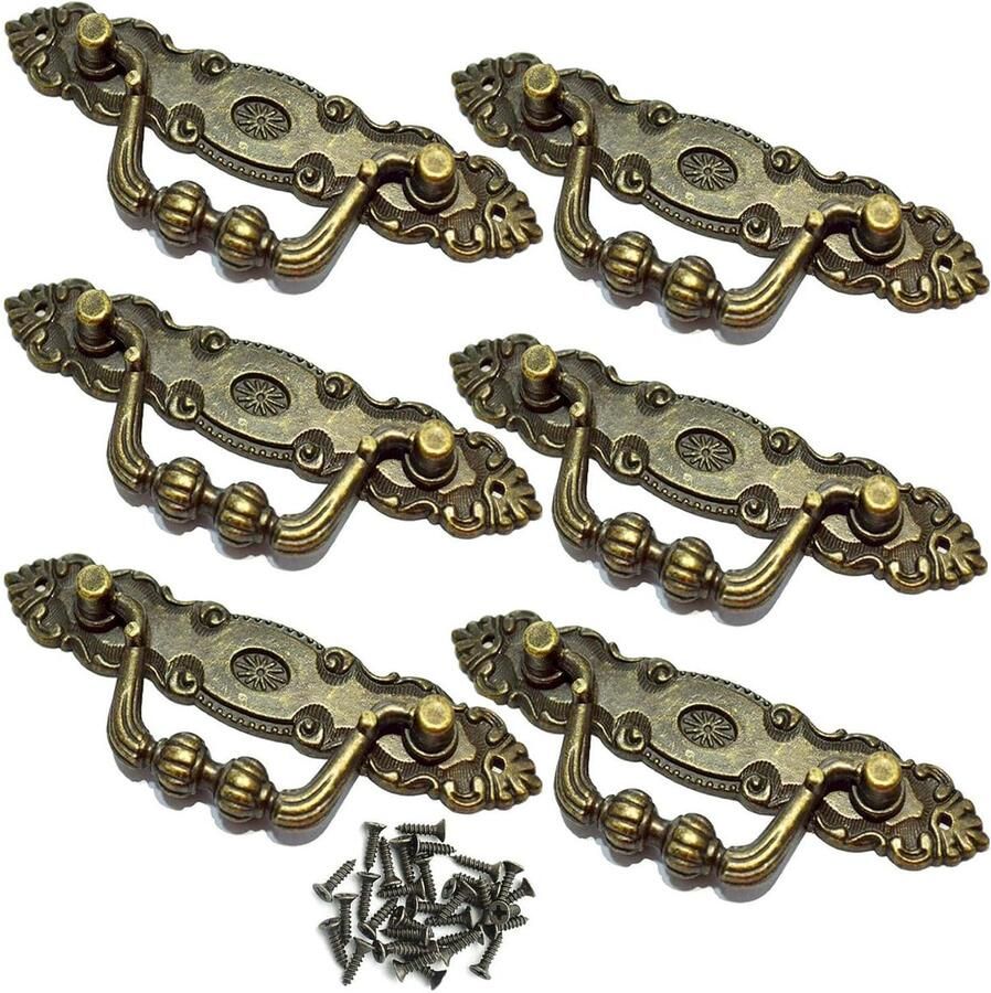 Ibenzoa Vintage Antieke Metalen Ladegrepen Set van 6 voor Meubeldecoratie en Kasten