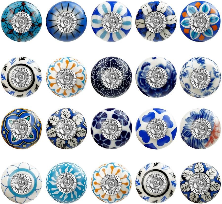 Ibenzoa Vintage Keramische Meubelknoppen Set van 20 Stuks met Bevestigingsmiddelen voor Kasten en Deuren
