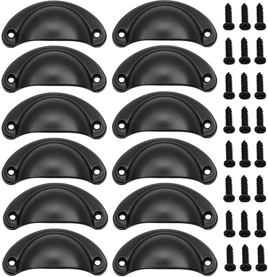 Ibenzoa Vintage Stijl Halve Cirkel Deurknoppen Set van 12 voor Meubelrestauratie