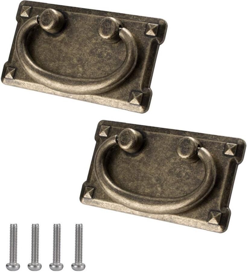 Ibenzoa Vintage Stijl Messing Meubelgrepen Set van Twee met Schroeven voor Meubels en Kasten