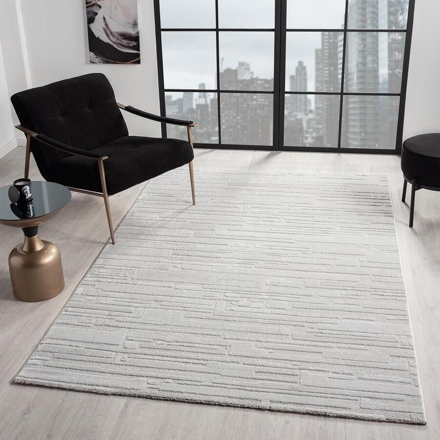 Ibenzoa Vloerkleed met Moderne Steenlook en 3D-effect voor Woonkamer en Slaapkamer Grijs 200 x 290 cm