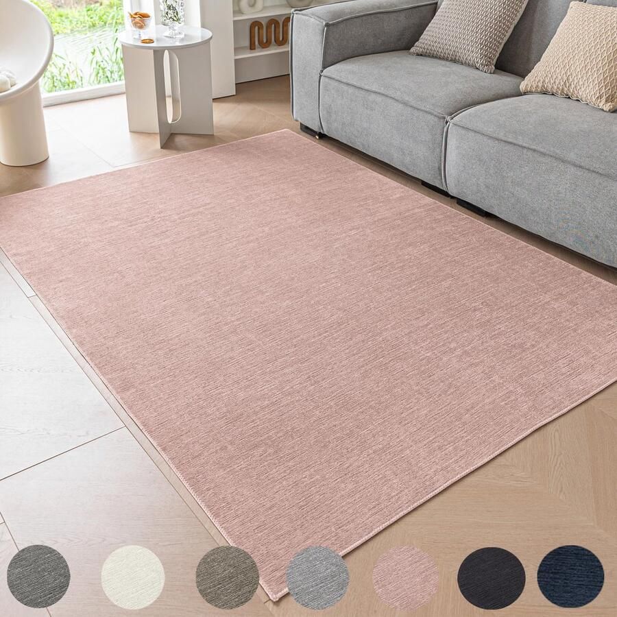 Ibenzoa Vloerkleed met Zachte Chenille en Antislip Rug voor Binnenruimtes in Roze 80 x 150 cm