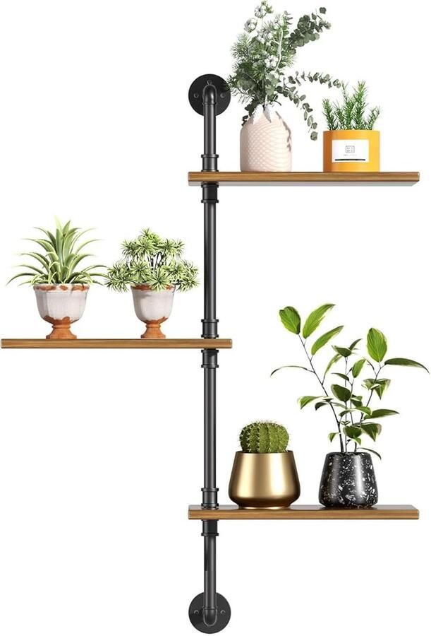 Ibenzoa Wandgemonteerd draaibaar plantenrek met drie niveaus voor binnengebruik