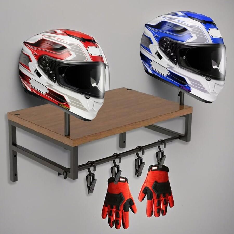 Ibenzoa Wandgemonteerde helmhouder voor motorhelmen en accessoires met stevige structuur