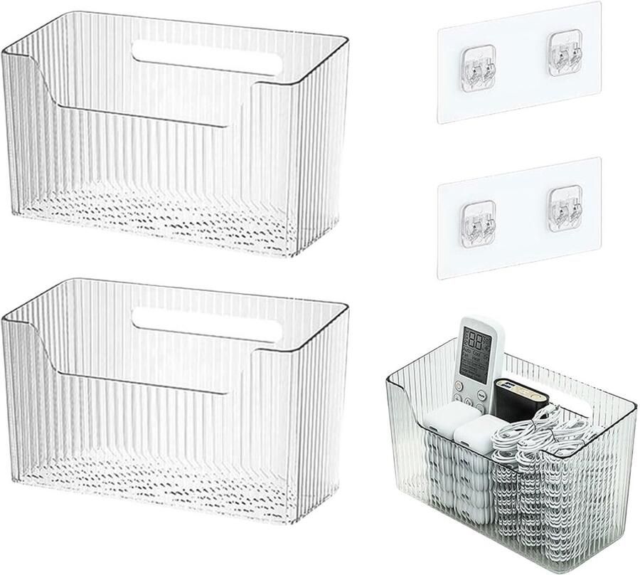 Ibenzoa Wandgemonteerde opbergmanden set van 2 voor badkamer en keuken veelzijdige organiser