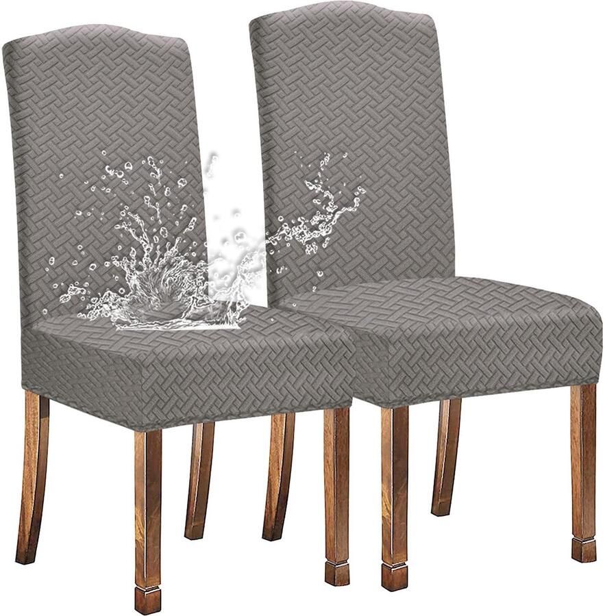 Ibenzoa Waterbestendige en stijlvolle stoelhoezen voor eetkamerstoelen in lichtgrijs