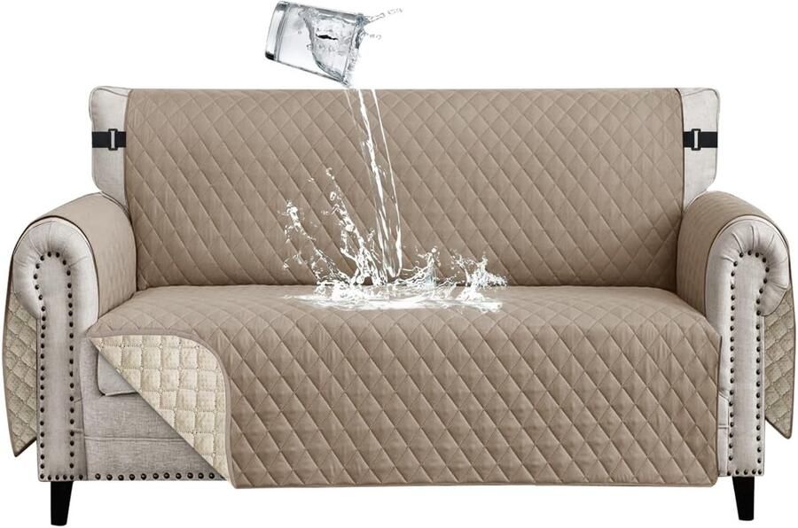 Ibenzoa Waterdichte en Antislip Bankhoes voor 2-Zits met Armleuningen Omkeerbaar en Krasbestendig