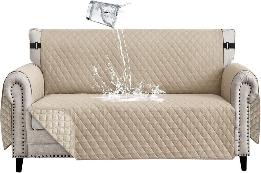 Ibenzoa Waterdichte en Krasbestendige Bankhoes voor 2-Zitsbanken met Antislip Armleuningbescherming