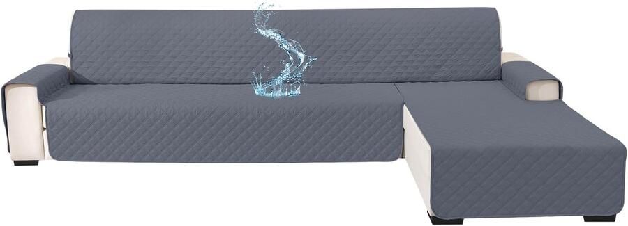 Ibenzoa Waterdichte en omkeerbare bankhoes voor L-vormige hoekbanken in donkergrijs