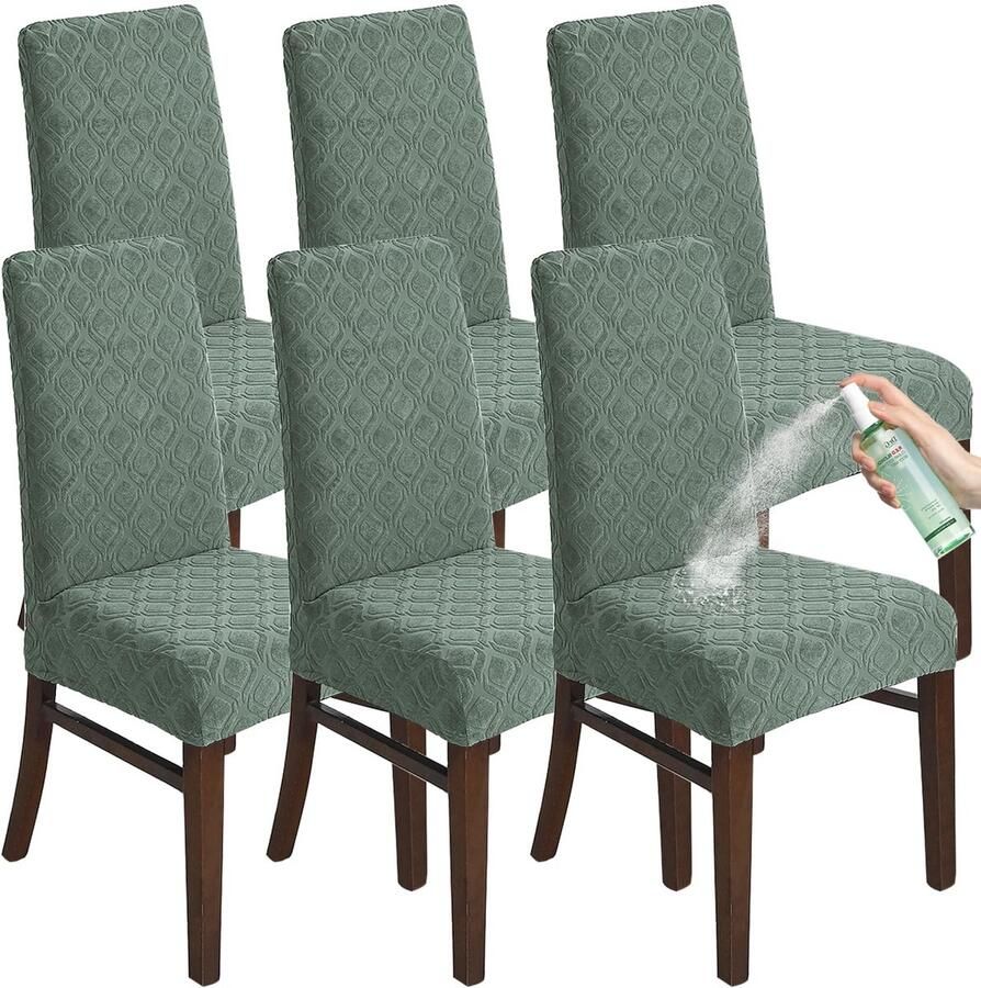 Ibenzoa Waterdichte en wasbare stretch stoelhoezen voor eetkamerstoelen set van 6 Groen