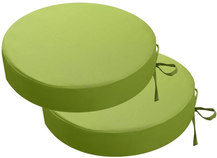 Ibenzoa Waterdichte Ronde Stoelkussens Set van 2 voor Buitenstoelen met Banden