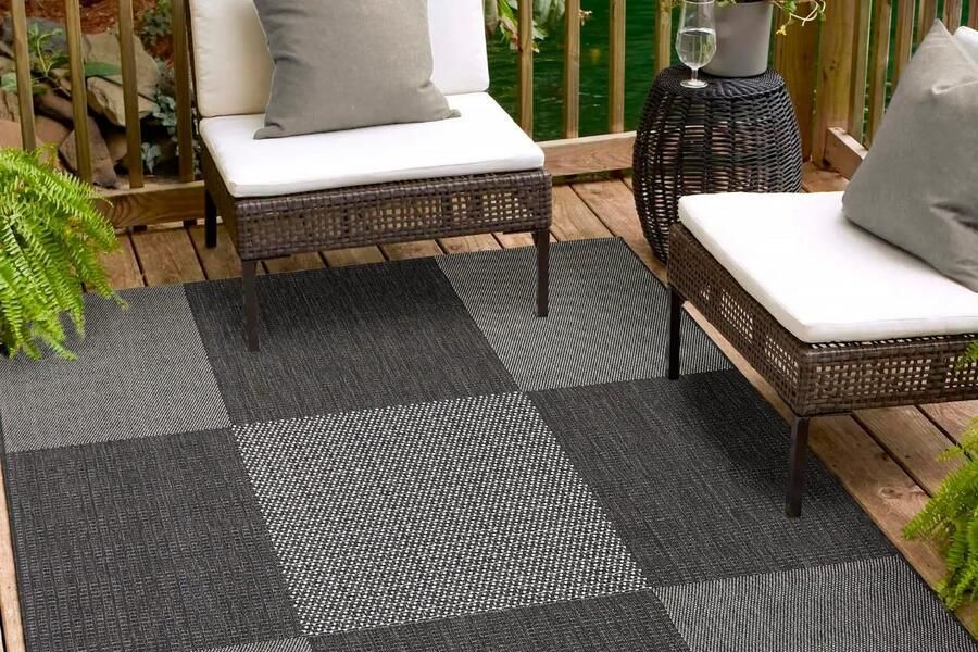 Ibenzoa Weerbestendig tapijt voor binnen en buiten in antraciet voor veelzijdig gebruik