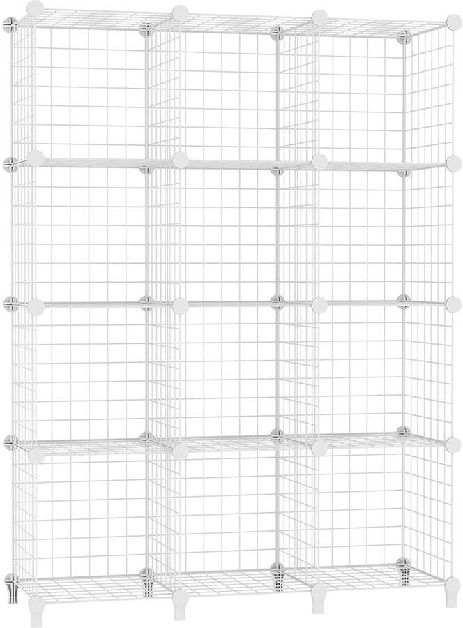 Ibenzoa Wit Draadkubussen Stapelbare Plank Kubussysteem met Deuren voor Woonkamer en Slaapkamer