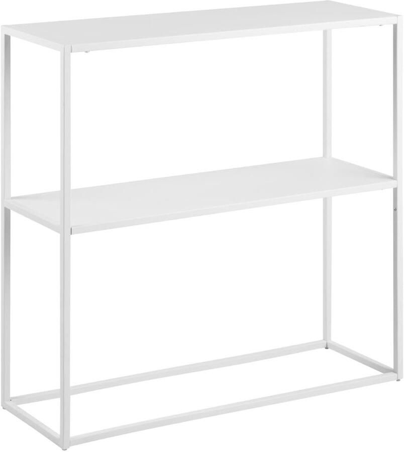 Ibenzoa Witte consoletafel met plank en slank metalen ontwerp voor de hal