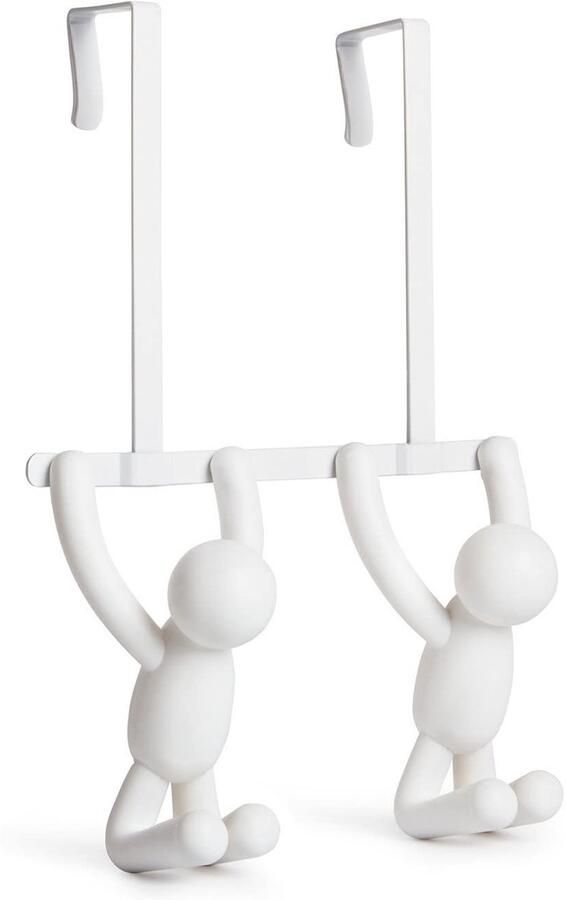 Ibenzoa Witte deurkapstok met dubbele haken en speels design voor extra opbergruimte