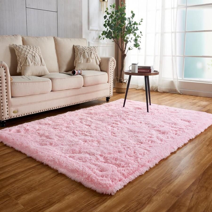 Ibenzoa Zacht Antislip Wollig Roze Tapijt 120 x 160 cm voor Slaapkamer en Woonkamer
