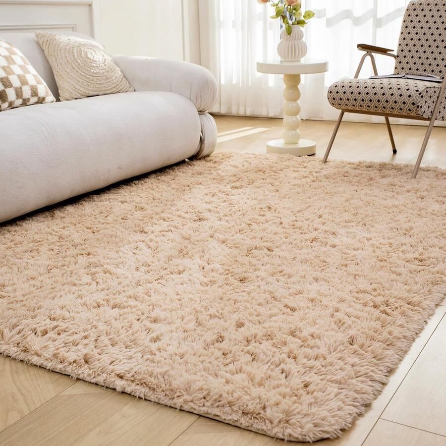 Ibenzoa Zacht en Comfortabel Beige Imitatiebont Vloerkleed – 120 x 180 cm