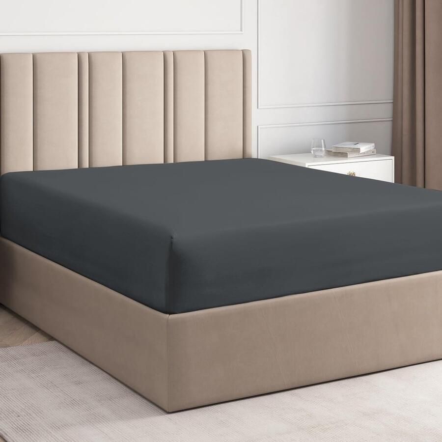 Ibenzoa Zacht en Luxe Hoeslaken van Microvezel voor Matrassen tot 30 cm Hoogte Donkergrijs 90x200 cm