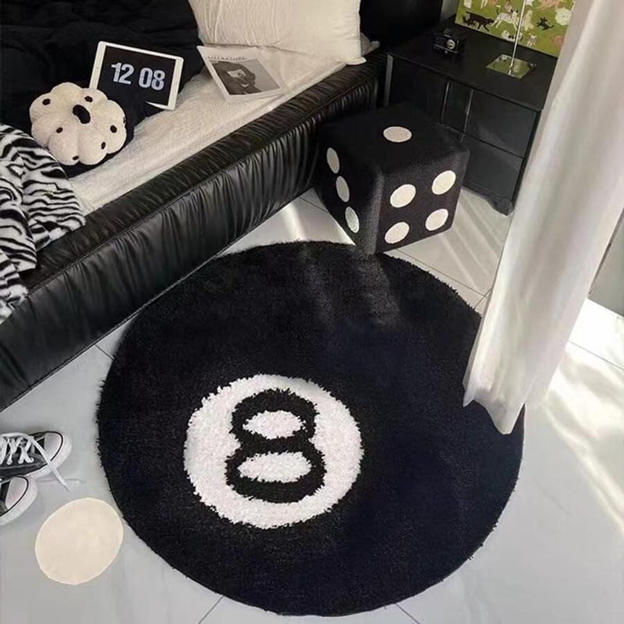 Ibenzoa Zacht microvezel tapijt met 8-ballenpatroon antislip en onderhoudsvriendelijk 80 cm