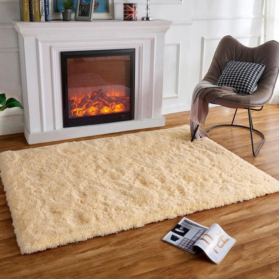 Ibenzoa Zachte Beige Vloerkleden – Hoogpolig en Antislip voor Kamers