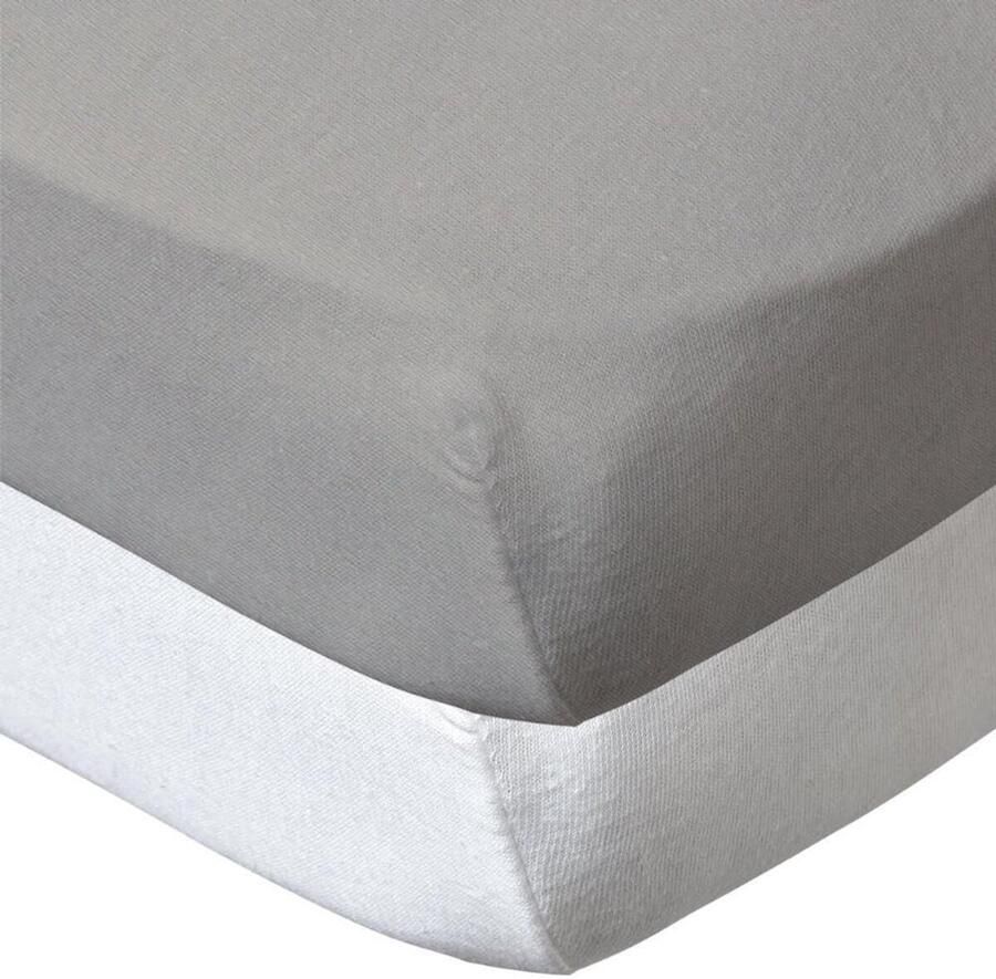 Ibenzoa Zachte en Ademende Hoeslakenset voor Babybed in Wit en Taupe 70x140 cm