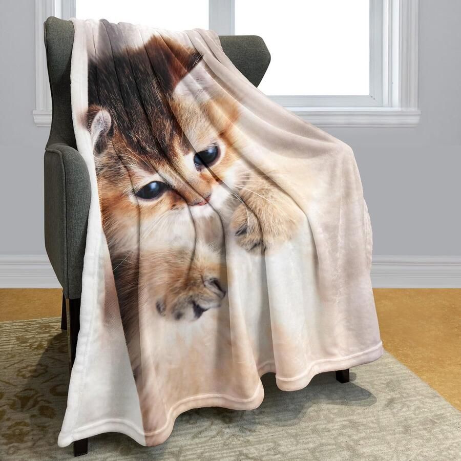 Ibenzoa Zachte en Knusse Deken met Schattige Kattenprint voor Bank en Bed 100 x 150 cm