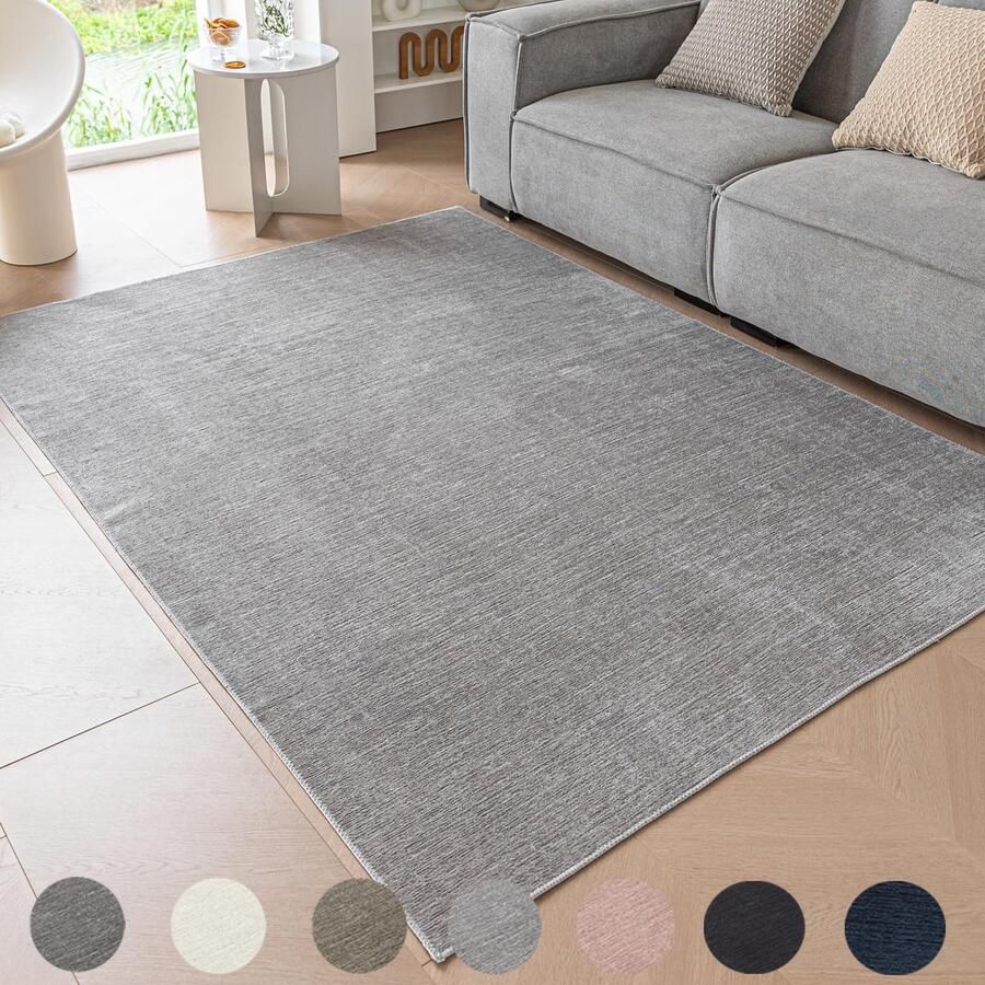 Boraboi Zachte Wasbare Chenille Vloerkleed met Antislip en Dun Ontwerp voor Slaapkamer en Woonkamer 120x160cm