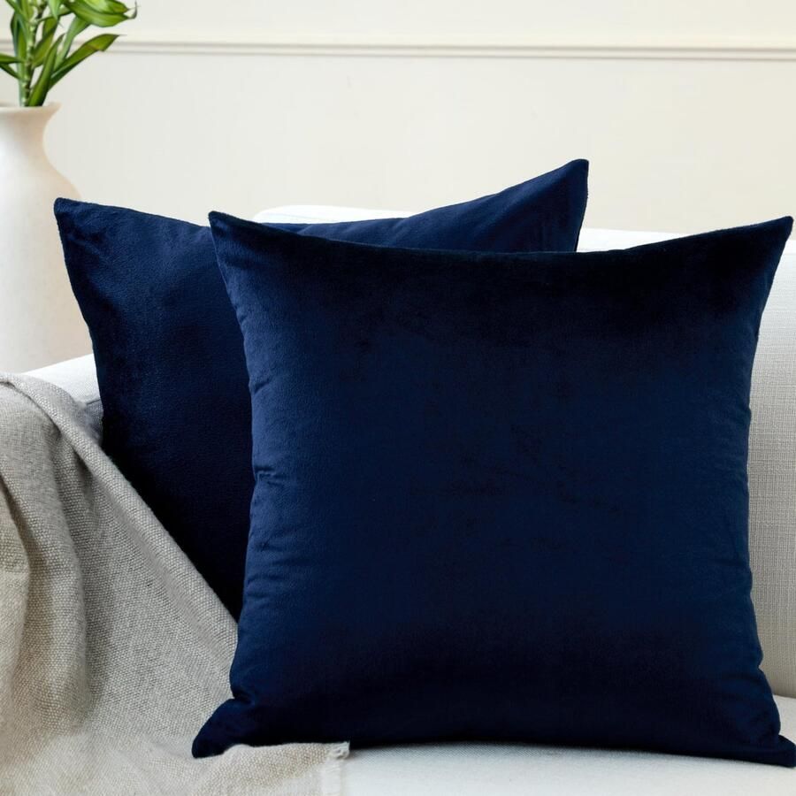 Ibenzoa Zachte Velours Kussenslopen Set van 2 50x50 cm Navy Blauw Voor Bank Sofa Bed en Woonkamer
