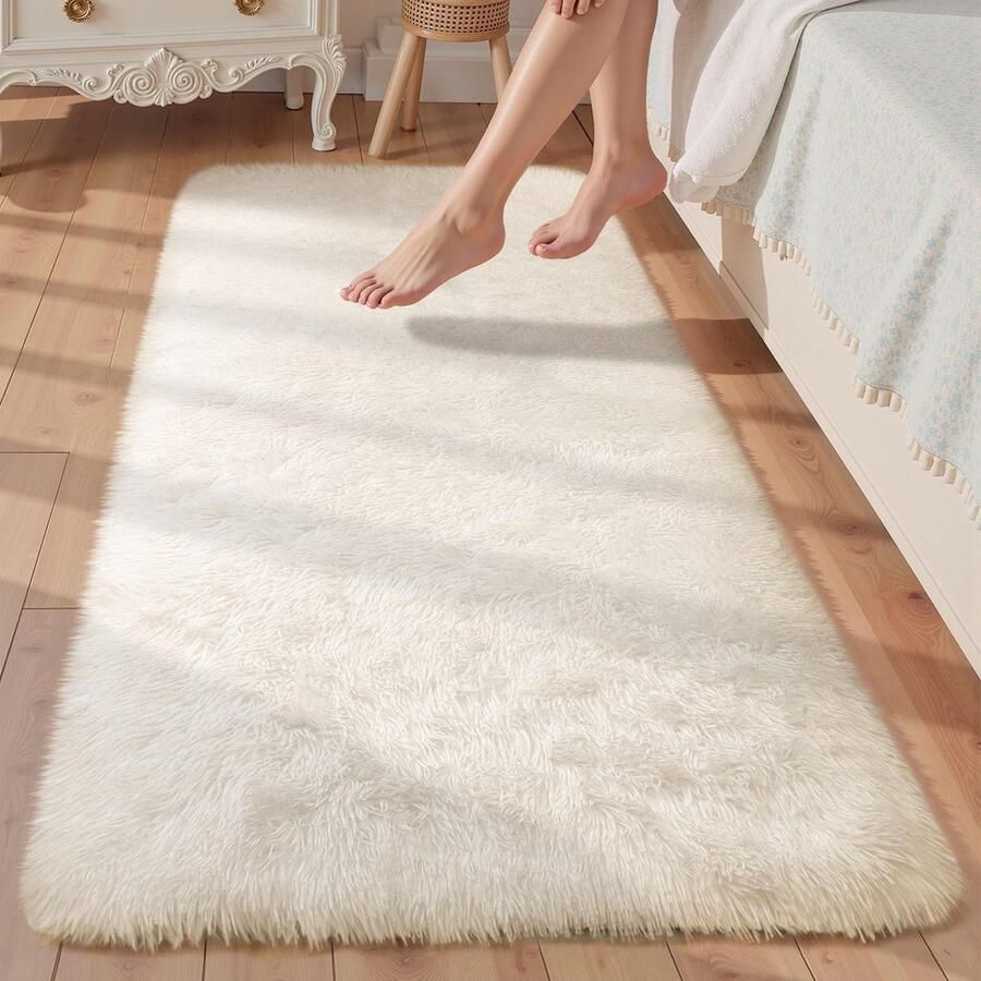 Ibenzoa Zachte Woonkamer Lopers 60 x 120 cm Grijze Pluizige Wafel Tapijten Antislip Voor Slaapkamer en Woonkamer
