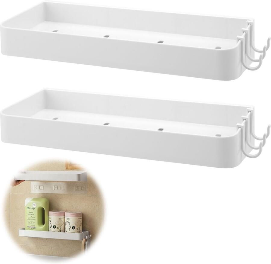 Ibenzoa Zelfklevende badkamerrekken set met haken voor wandmontage zonder boren