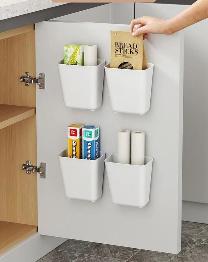 Ibenzoa Zelfklevende wandorganizer set van 4 voor keuken badkamer en slaapkamer – Geen boren vereist