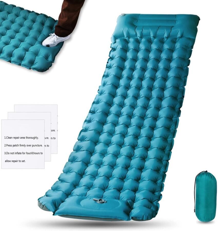 Ibenzoa Zelfopblazende Campingmat met Voetpomp en Kussen voor Comfortabel Buitenavontuur